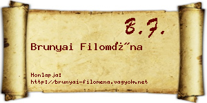 Brunyai Filoména névjegykártya